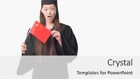  Presentation with china flag - Slide deck with graduate uniform holding china flag background and a  colored foreground