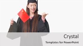  Presentation with china flag - Beautiful theme featuring graduate uniform holding china flag backdrop and a  colored foreground