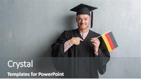  Presentation with young grey maine coon cat - Presentation design consisting of graduate uniform holding germany flag background and a gray colored foreground