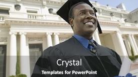  Presentation with diploma - Colorful PPT theme enhanced with graduate with diploma outside university low angle view backdrop and a dark gray colored foreground