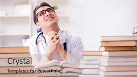  Presentation with medical student - Presentation theme enhanced with graduated chemist - medical student preparing for university background and a coral colored foreground