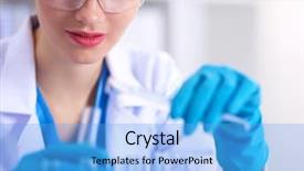  Presentation with vials - Amazing slide set having graduated chemist - woman researcher is surrounded backdrop and a light blue colored foreground