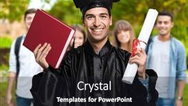  Presentation with friends - PPT theme featuring graduated-man-partying background and a wine colored foreground