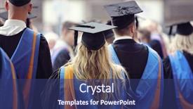  Presentation with ceremony - Presentation theme consisting of graduates at university graduation ceremony background and a ocean colored foreground