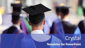  Presentation with ceremony - Slides featuring graduates-at-university-graduation-ceremony background and a cobalt blue colored foreground