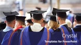  Presentation with ceremony - Cool new slides with graduates-at-university-graduation-ceremony backdrop and a navy blue colored foreground