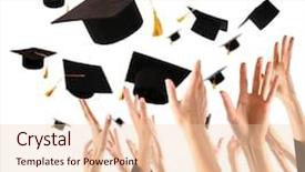  Presentation with graduation - Presentation theme featuring graduates hands throwing graduation hats background and a lemonade colored foreground