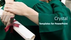  Presentation with scroll - Cool new presentation theme with graduates-hugging-after-the-ceremony backdrop and a ocean colored foreground