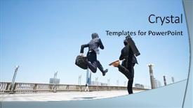  Presentation with two men on a judo - Theme consisting of graduates sun - business two men jumping background and a light blue colored foreground