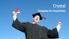  Presentation with student - Colorful presentation design enhanced with graduates sun - male student graduating backdrop and a teal colored foreground