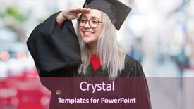  Presentation with young woman wearing boxer gloves - Presentation design having graduates sun - young blonde woman wearing graduate background and a violet colored foreground