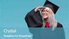  Presentation with far away - PPT layouts consisting of graduates sun - young blonde woman wearing graduate background and a teal colored foreground