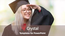  Presentation with far away - Presentation theme having graduates sun - young blonde woman wearing graduate background and a violet colored foreground