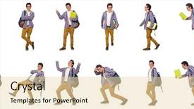  Presentation with backpack - Presentation theme enhanced with graduating schoolschool - collage of student with backpack background and a  colored foreground