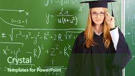  Presentation with academic - PPT theme enhanced with girl in an academic gown background and a tawny brown colored foreground