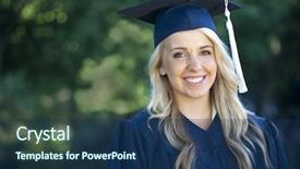  Presentation with portrait of excited overjoyed female - Slides enhanced with graduation - attractive female graduate portrait background and a ocean colored foreground