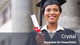  Presentation with afro - Audience pleasing theme consisting of graduation - beautiful young afro american graduate backdrop and a dark gray colored foreground