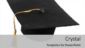  Presentation with black women student - Presentation design consisting of graduation - black student hat isolated background and a light gray colored foreground