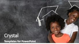  Presentation with african american girls - Colorful presentation enhanced with graduation - group of two young african backdrop and a dark gray colored foreground