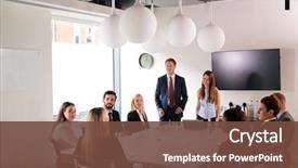  Presentation with assessment - Beautiful theme featuring graduation - group of young businessmen backdrop and a tawny brown colored foreground