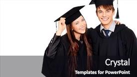  Presentation with students - Beautiful slide set featuring graduation - portrait of two happy graduating backdrop and a black colored foreground