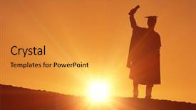  Presentation with clouds - Slide set consisting of graduation - silhouette of graduate against clouds background and a gold colored foreground