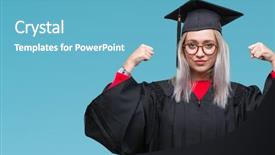  Presentation with army fitness - Audience pleasing slide deck consisting of graduation - young blonde woman wearing graduate backdrop and a teal colored foreground