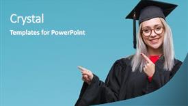  Presentation with fingers - Amazing slides having graduation - young blonde woman wearing graduate backdrop and a light blue colored foreground