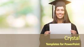  Presentation with confident young hispanic woman - PPT theme enhanced with graduation - young hispanic woman wearing graduated background and a coral colored foreground