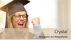  Presentation with university student internship - PPT theme enhanced with graduation - young woman university graduate student background and a lemonade colored foreground