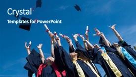  Presentation with tossing - Colorful presentation theme enhanced with graduation background - high school students graduates tossing backdrop and a ocean colored foreground