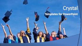  Presentation with high school students - Slide deck enhanced with graduation background - high school students graduates tossing background and a teal colored foreground
