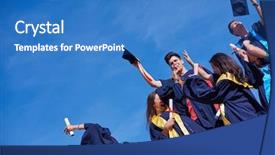  Presentation with tossing - Beautiful slide deck featuring graduation background - high school students graduates tossing backdrop and a teal colored foreground