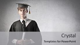  Presentation with diploma - Presentation theme consisting of graduation background - young graduate student holding background and a light gray colored foreground