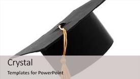  Presentation with graduation white cap - Amazing presentation design having graduation cap - black student hat isolated backdrop and a light gray colored foreground