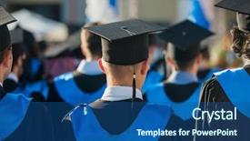  Presentation with crowd - Beautiful PPT theme featuring graduation cap - crowd of graduate students backdrop and a ocean colored foreground