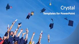  Presentation with tossing - Slide deck having graduation cap - high school students graduates tossing background and a teal colored foreground