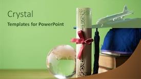  Presentation with stack books - Audience pleasing PPT layouts consisting of graduation-cap-above-stack-books backdrop and a mint green colored foreground