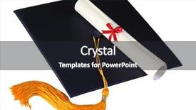  Presentation with graduation white cap - Audience pleasing theme consisting of graduation cap and diploma isolated backdrop and a dark gray colored foreground