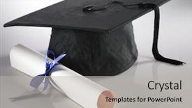  Presentation with diploma - Colorful slides enhanced with graduation cap and diploma backdrop and a light gray colored foreground