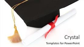  Presentation with graduation white cap - PPT theme having graduation cap diplloma - grad hat and diploma isolated background and a white colored foreground