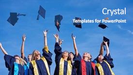  Presentation with high school students - Beautiful slide deck featuring graduation cap diplloma - high school students graduates tossing backdrop and a teal colored foreground