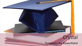  Presentation with graduation - Presentation theme having graduation cap over black leather background and a coral colored foreground