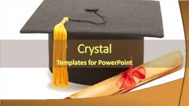  Presentation with graduation white cap - Theme consisting of graduation cap with degree isolated background and a tawny brown colored foreground