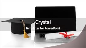  Presentation with diploma - PPT theme featuring graduation cap with laptop background and a black colored foreground