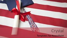  Presentation with wrapped flag - Slide deck having graduation cap with tassel background and a red colored foreground