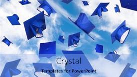  Presentation with graduation caps - Slides enhanced with graduation-caps-fly background and a light blue colored foreground