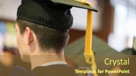  Presentation with ceremony - PPT theme featuring graduation ceremony with proud students background and a tawny brown colored foreground