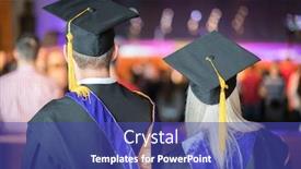  Presentation with ceremony - Presentation design featuring graduation ceremony with proud students background and a ocean colored foreground