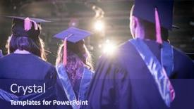  Presentation with ceremony - Presentation design consisting of graduation-ceremony-with-proud-students background and a navy blue colored foreground